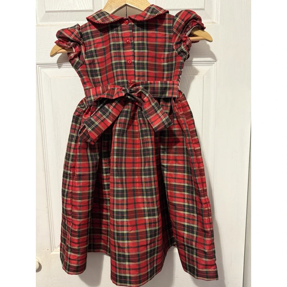 Marmellata Girls 6 Smocked Christmas Dress Red Tartan Plaid Holiday Bow